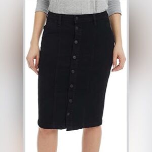 Esteez Black Button-Front Pencil Stretch Denim Skirt 10